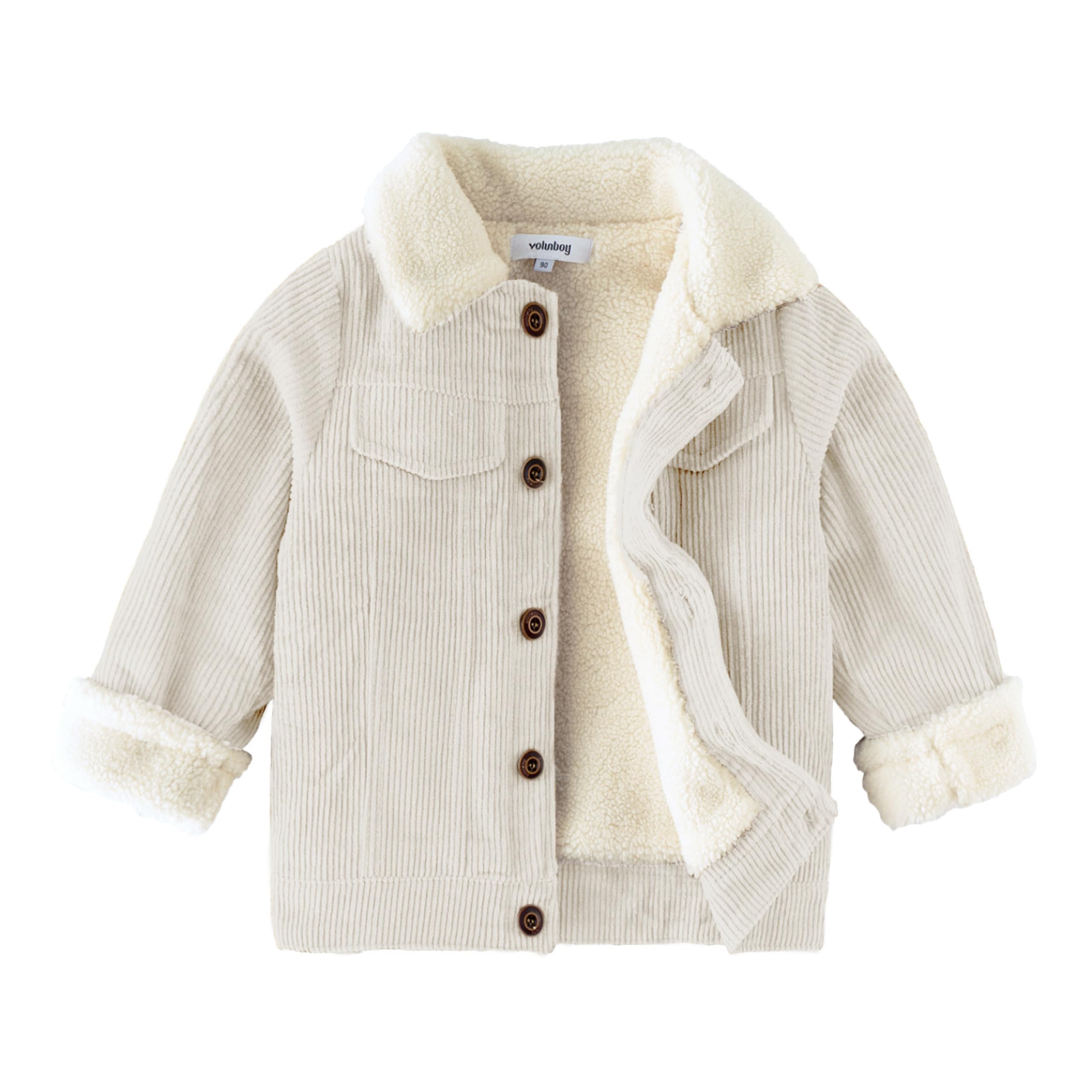 

Volunboy Детское зимнее теплое вельветовое пальто на флисе Длинное и теплое для осени и зимы Размер Детская верхняя одежда, Подкладка, Рукава, Толстое, Ветрозащитное, бежевый