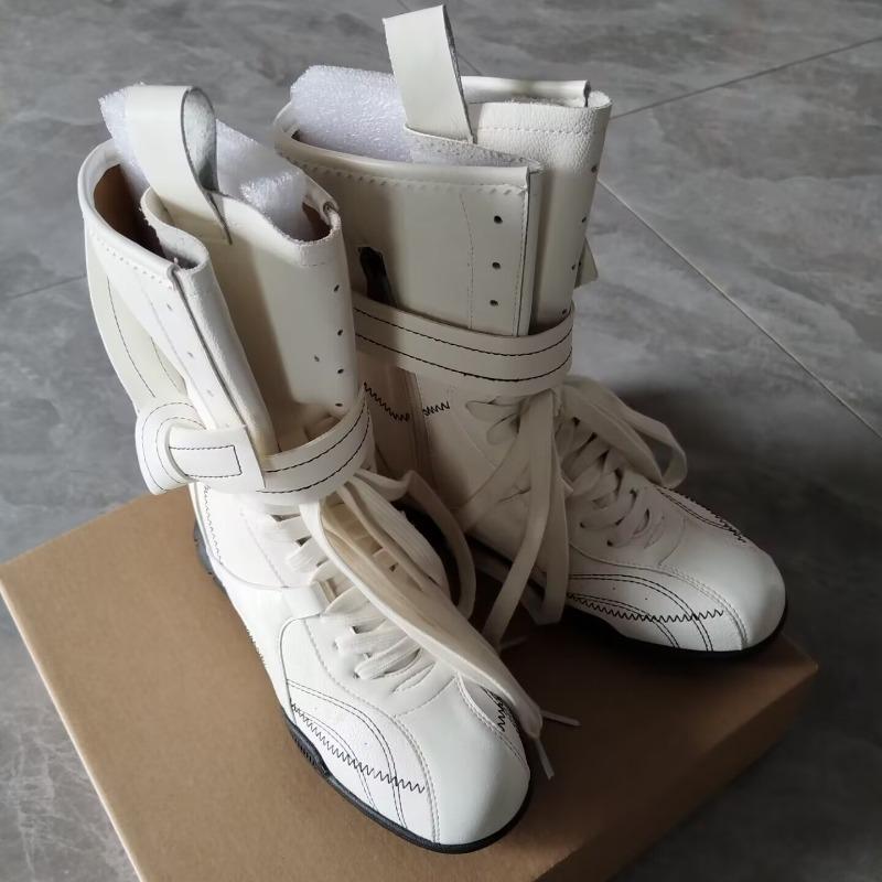 Niche hunting series boxing boots women's new retro medium tube fashion boots genuine leather boots