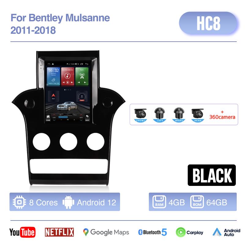 10.4 Inch Android12 MediaCarPlayer For Bentley Mulsanne 2011-2018 GPS Navigation 8Core 8+256G CarPlay 4G 360Camera