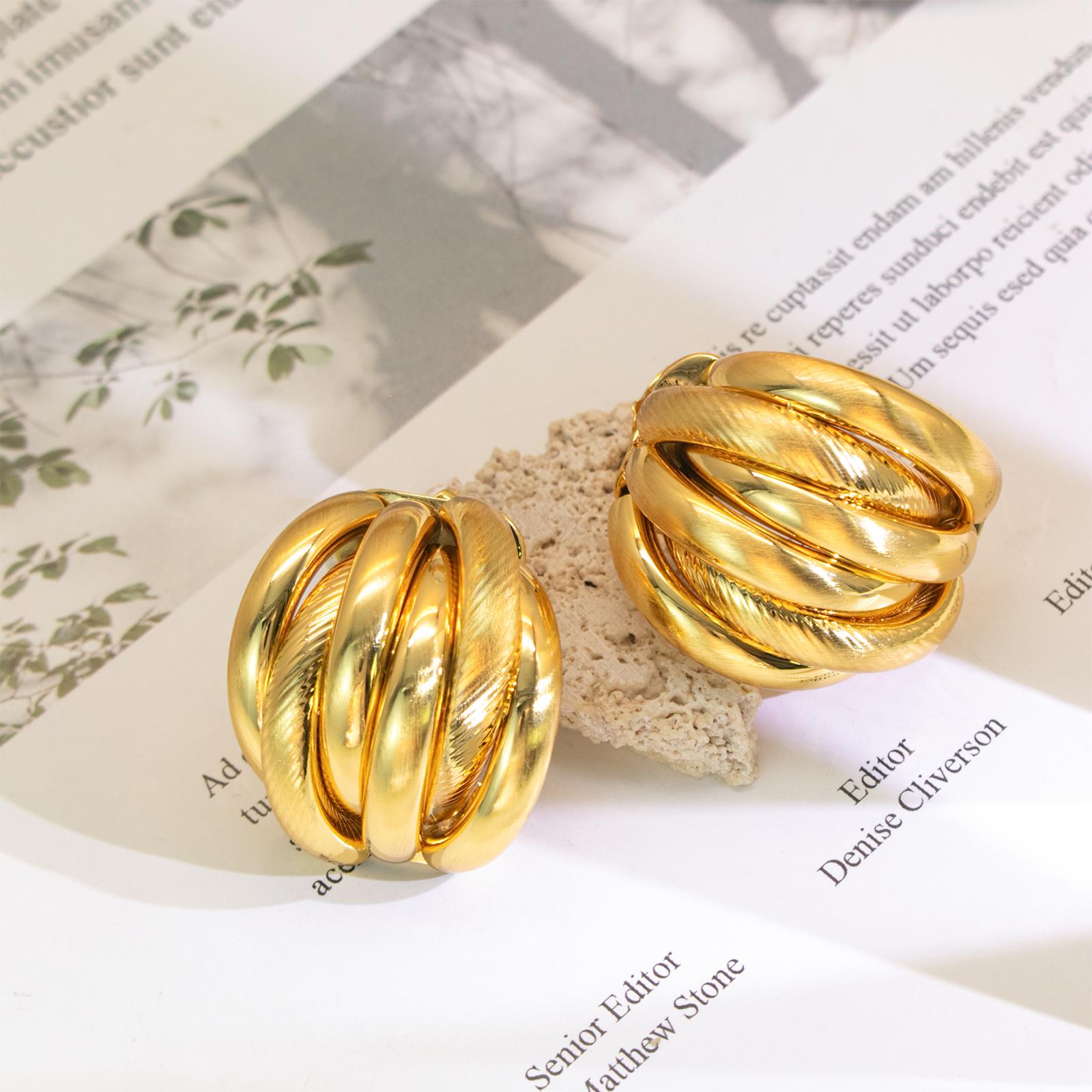 

2026 New Goth Multi Layer Earrings Textured Intersecting Knot Earrings For Women C-Shaped Earrings Fashion Office Jewelry