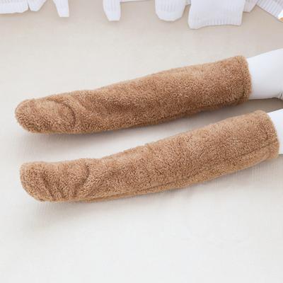 Yousheng Fuzzy Oberschenkelhohe Socken Flauschige Stulpen Verdickte Plüsch Overknee-Socken mit Sohlenlöchern für Winter Zuhause Lounging Schlafen