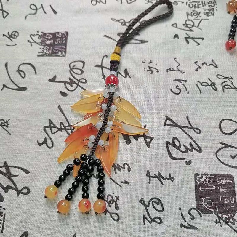 Chinese Agate Jade Bead Tassel Pendant Car Creative Lucky Gift Home Car Hanging Accessories Decor Auto Interior Men Women