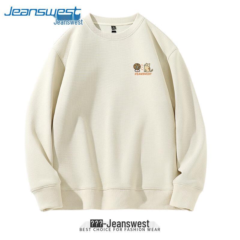 Jeanswest Men's Waffle Knit Cartoon Cat Graphic Hoodie