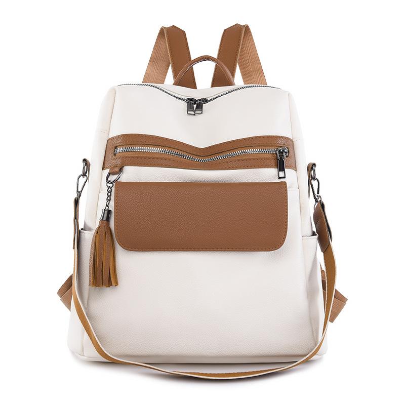 

Простой ретро-рюкзак для женщин в стиле колор-блок, новый повседневный рюкзак для студентов большой емкости, американская сумка через плечо