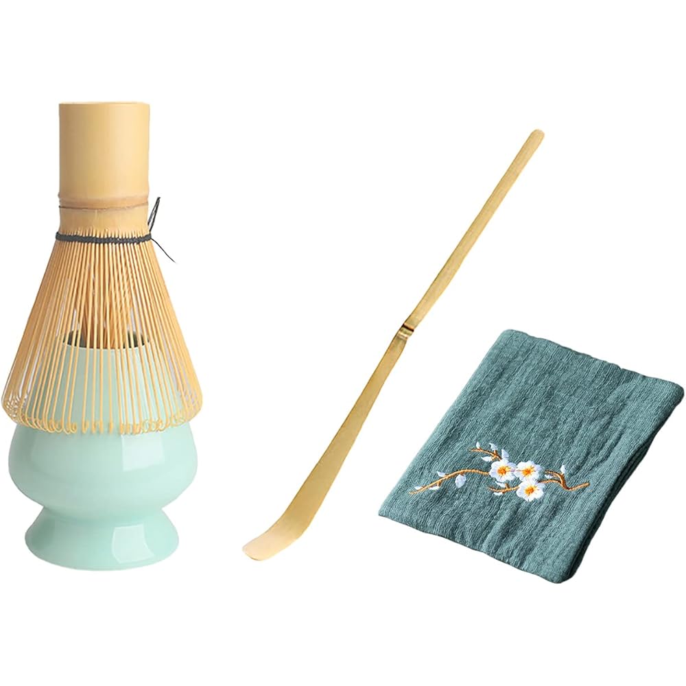 

Matcha Tea Set with Whisk, Scoop, Cloth, and Stand for Traditional Japanese Tea Ceremony