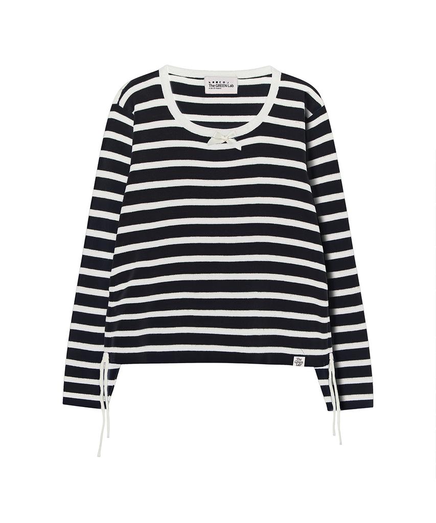 THE GREEN LAB Striped Shirred Knit [Black]
