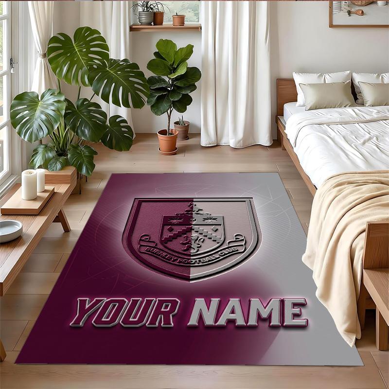 Crystal Velvet Rug Custom Name Text, Soft Non Slip Floor Mat Home DecorBurnley Football
