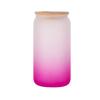16oz Water Bottle with Straw Juice Glass Beer Can Gradient Color Milk Mocha Cup with Bamboo Wooden Lid Household Drinking Cups