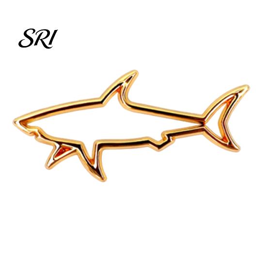 Electric Vehicle Decal Zinc Alloy Shark Car Sticker 3D Hollow Out Animal Non-fading for Side Creative Badge Motorcycle Vehicles Easy Stick