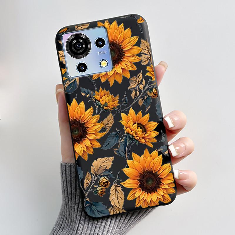 For ZTE Blade V50 Vita Case Black TPU Silicone Luxury Cute Cool Flower Phone Cases for Blade V 50 Vita V50Vita Bumper Soft Cover