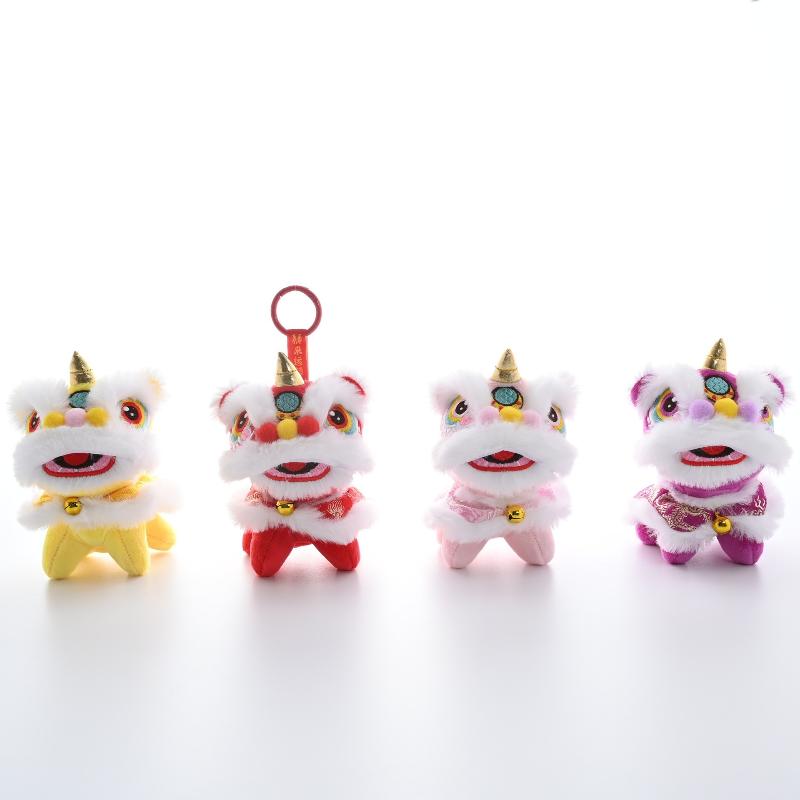 Cartoon Lion Dance Keychain Awakened Lion Year Of Horse Pendant Chinese Style Plush Toy Doll Chinese Bag Hanging New Year Gift