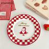 Christmas Ceramic Plate with Cups Platter Serving Tray Porcelain Dish for Fruit Appetizer Dessert Candy Snack Salad Dinnerware