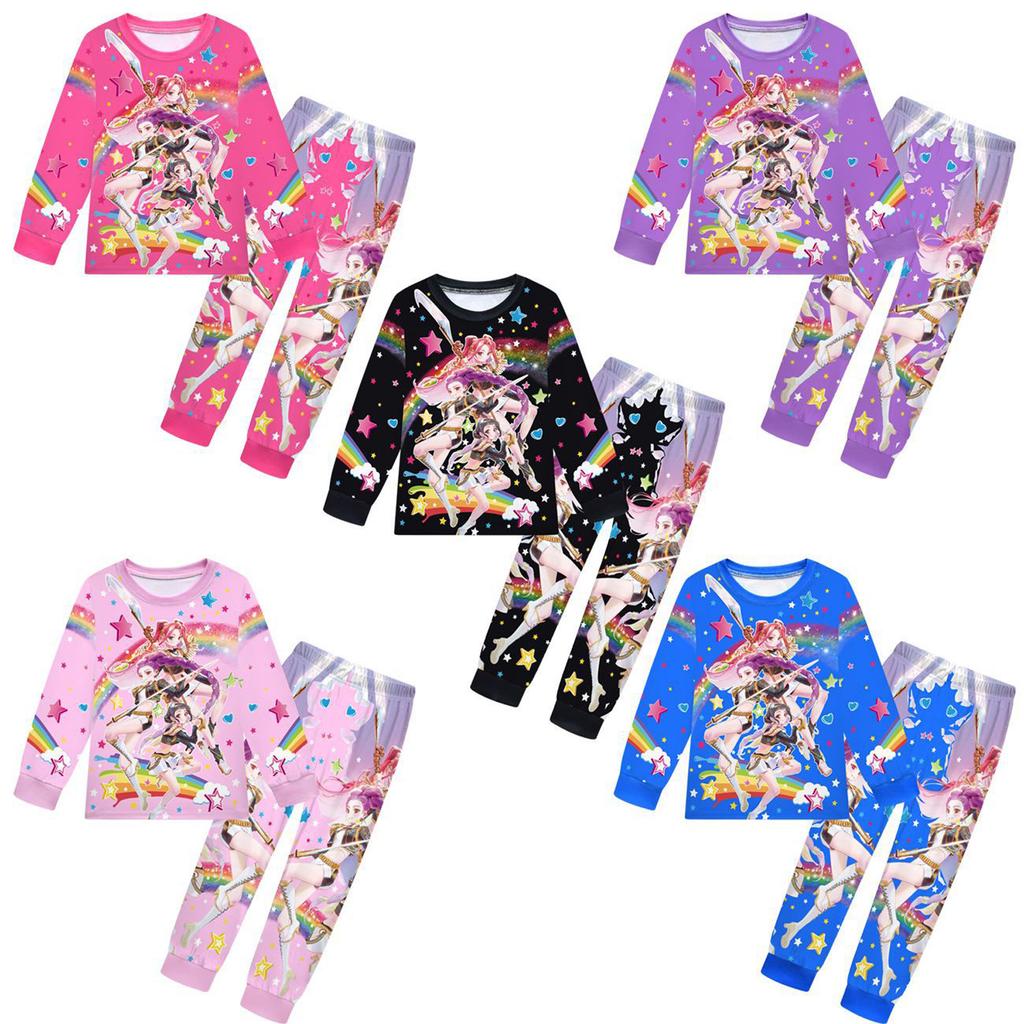 Children's Fashion Suit Skirt Round Neck Long Sleeve Top Pants