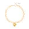 Adjustable Beaded Pendant Necklace with Rounded Resin Beads, Heart-Shaped Center Pendant, Extension Chain, and Lobster Clasp