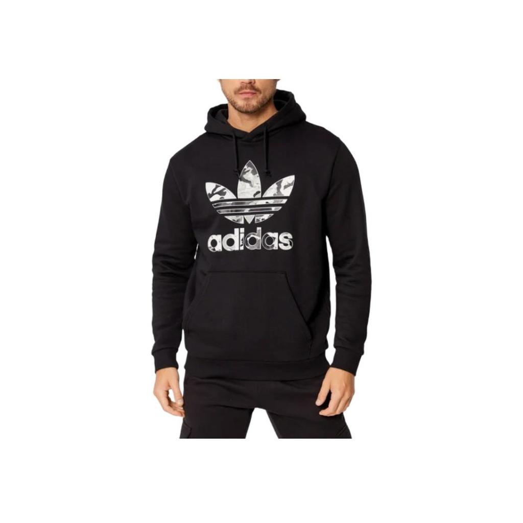 Adidas Sudadera Americana con Capucha y Cordón Estampado del Logotipo para Hombre Sudaderas Negro HK2803