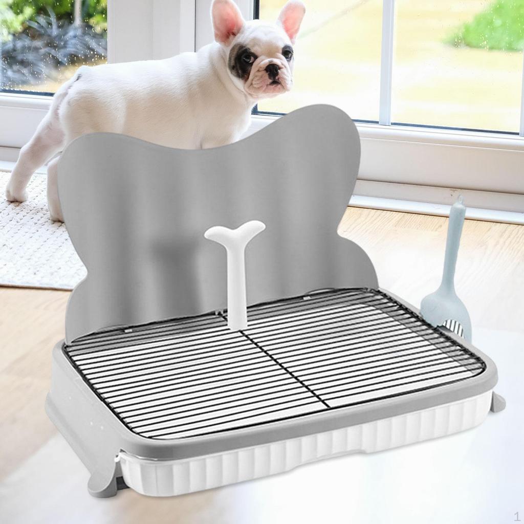 Dog Toilet Indoor Potty Tray Easy to Clean Sturdy with Guard Urinary Column Non Slip Grille for
