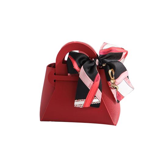 

Красивый декор в виде банта, пакет для конфет, ручная работа, праздничный штрих, подарочная коробка из искусственной кожи для свадьбы красный