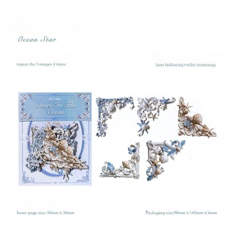 20pcs Vintage Corner Stickers European Style Flower Lace Hollow Materials Scrapbooking Deco Junk Journal Stationery Supplies