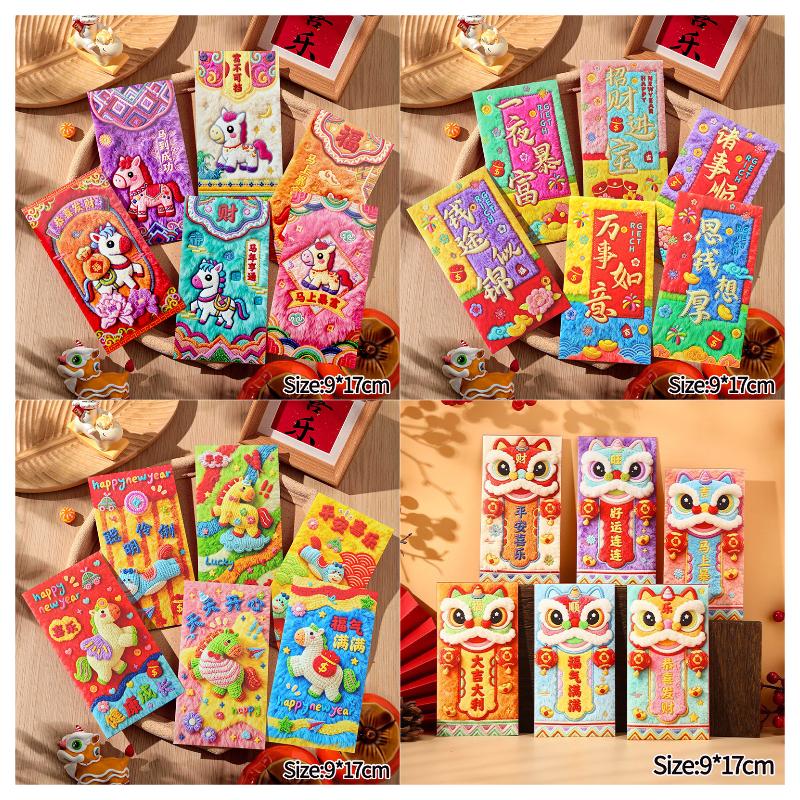 6Pcs Horse Latest Year Red Envelopes The Year Of Horse Spring Festival Red Pockets Chinese Latest Year Decorations  Hongbao