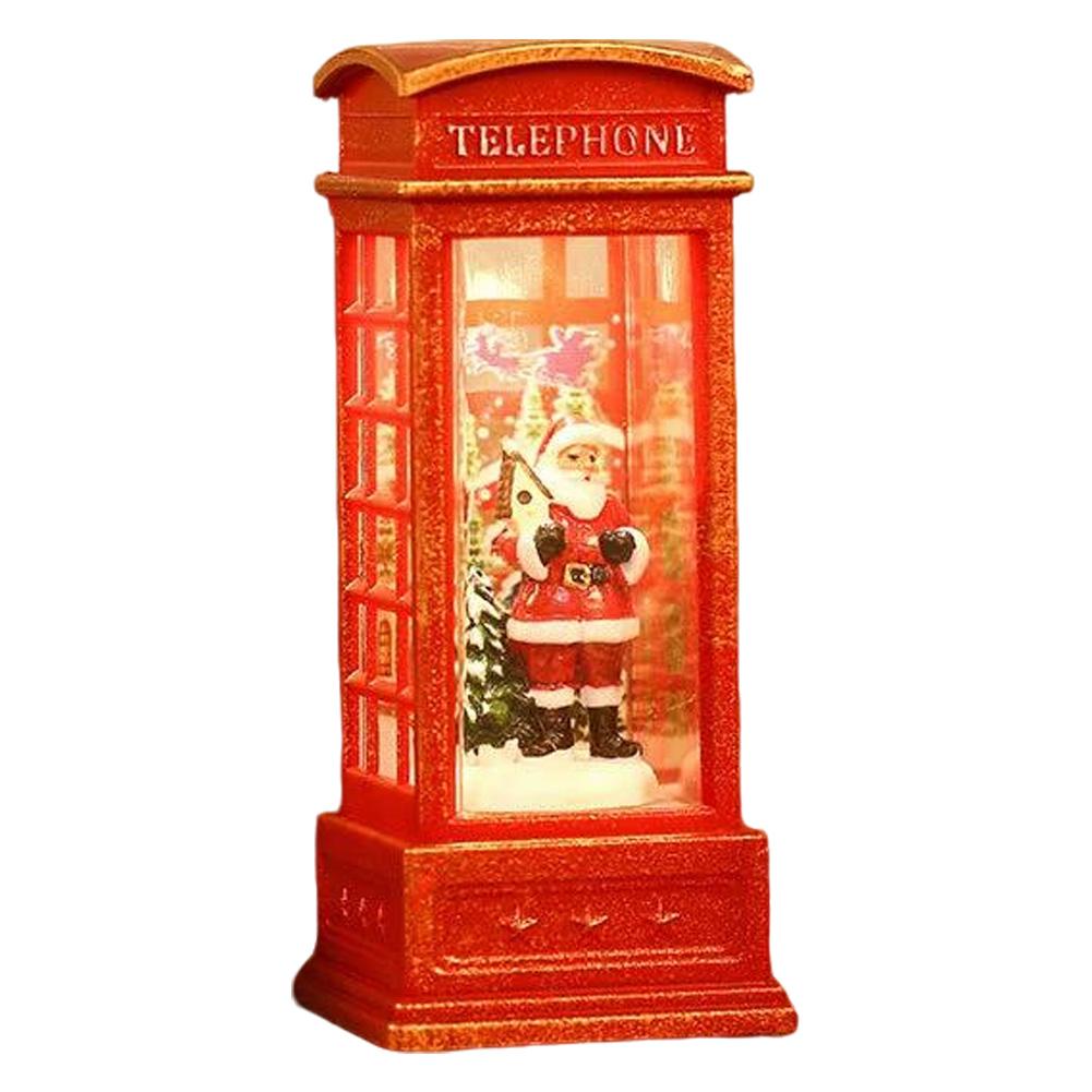 Vintage Christmas Telephone Booth Lantern With LED Flameless Candle Classic Vintage Style Santa Snowman Tree Ornament Gift