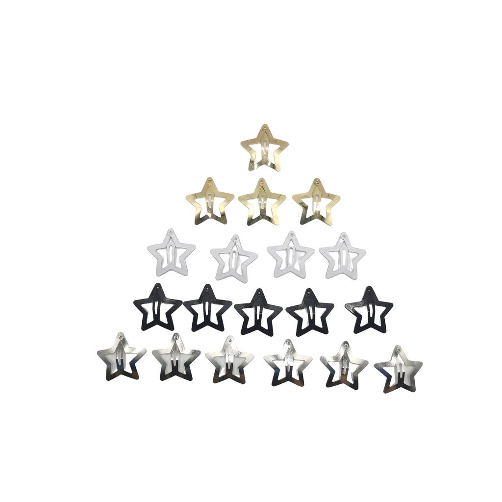 30 Pcs Gold Star Hair Clips 1.2 Inch Vintage Y2K Metal Snap Clips for Women Girl Hollow Punk Hair Accessories