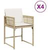 VidaXL Set of 4 Garden Chairs with Cushions, Seats with Backrest, Dining Chairs, Patio Terrace Furniture, Beige 365021