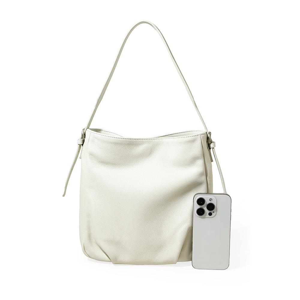 Fashionable Bag Genuine Leather Single-shoulder Bag Underarm Bag Simple and Versatile Bucket Bag
