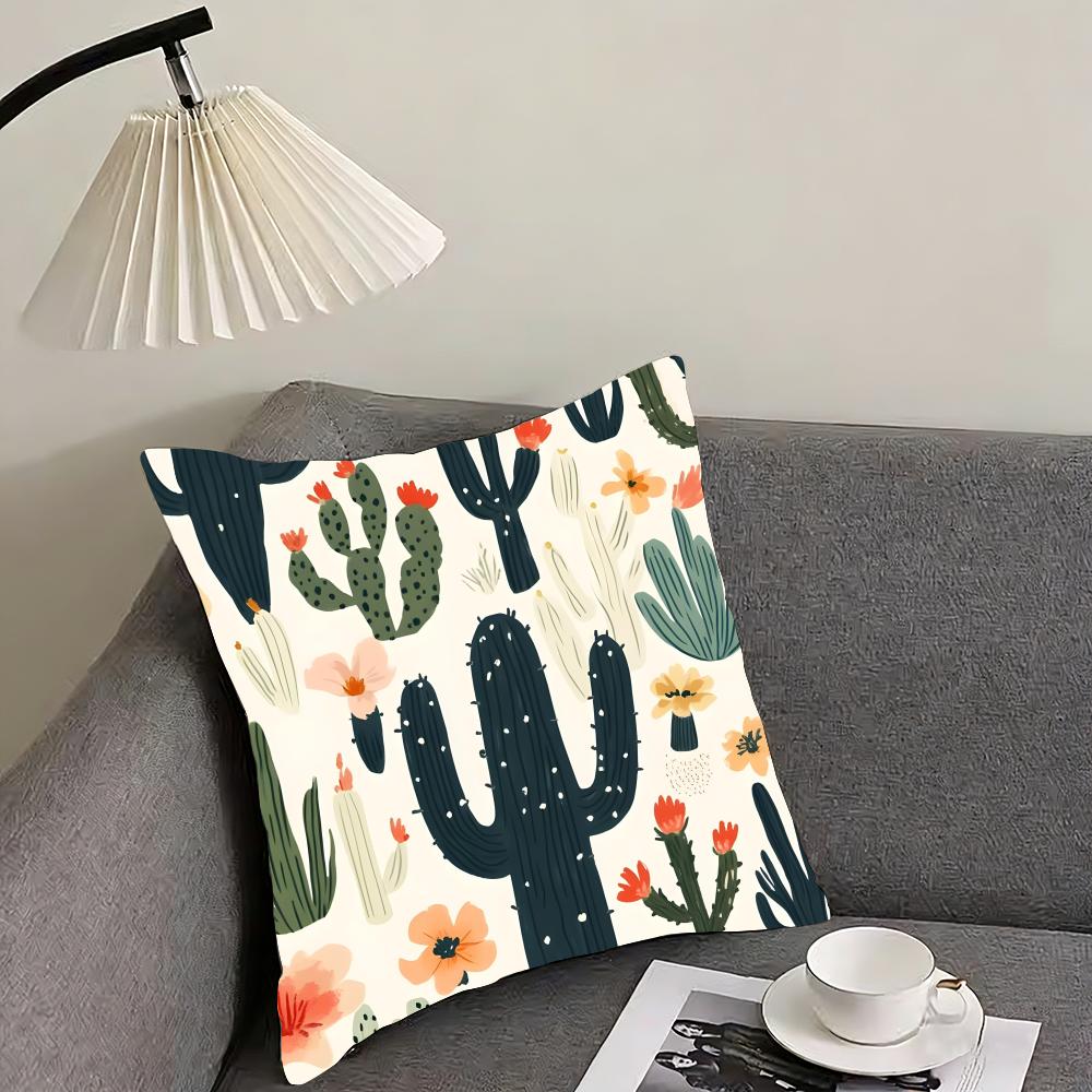 Cactus Fashion Cushion Cover Pillowcase Ultra Soft Skin Friendly Fabric Cloud Like Comfort Concealed Zipper