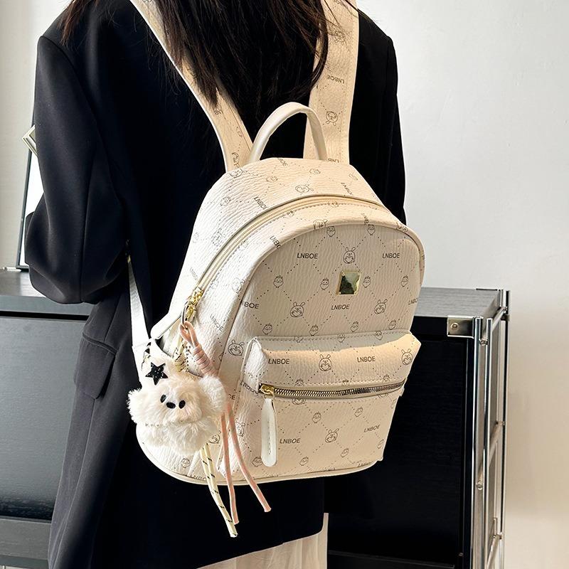 Trend Academy Style Backpack Large Capacity Class School Bag Soft Leather Texture Lightweight Backpack Female