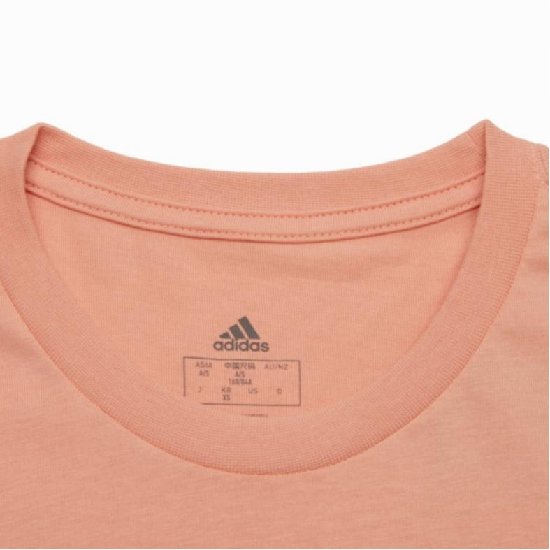 adidas Essential Logo Print Sport Round Neck Short Sleeve T-Shirt Women Tops Pink H07810
