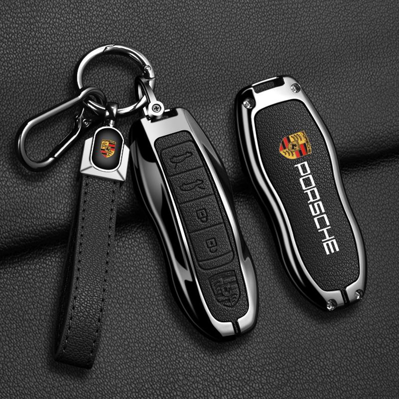 fscr7 Zinc alloy Leather Car Remote Key Case Cover Bag Protector For Porsche Panamera Spyder Carrera Macan Boxster 911 970 981 Cayman