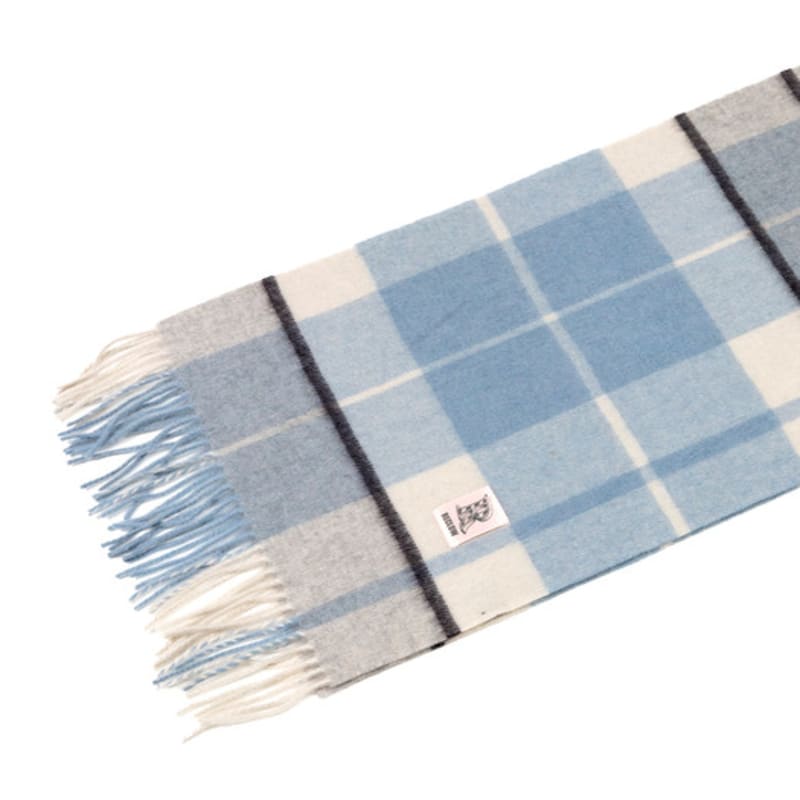 RECLOW RECLOW LAND 100% Cashmere Check Muffler Blue