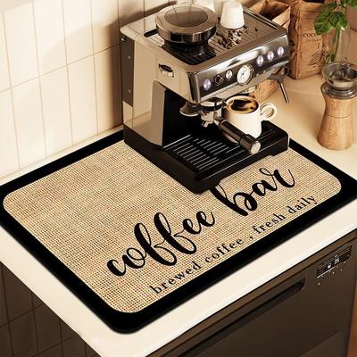 Tappetino Minimalista Americano Antiscivolo per Macchina del Caffè - Assorbente e Asciugatura Rapida per Tavola da Pranzo, Bar o Piano di Lavoro in Cucina