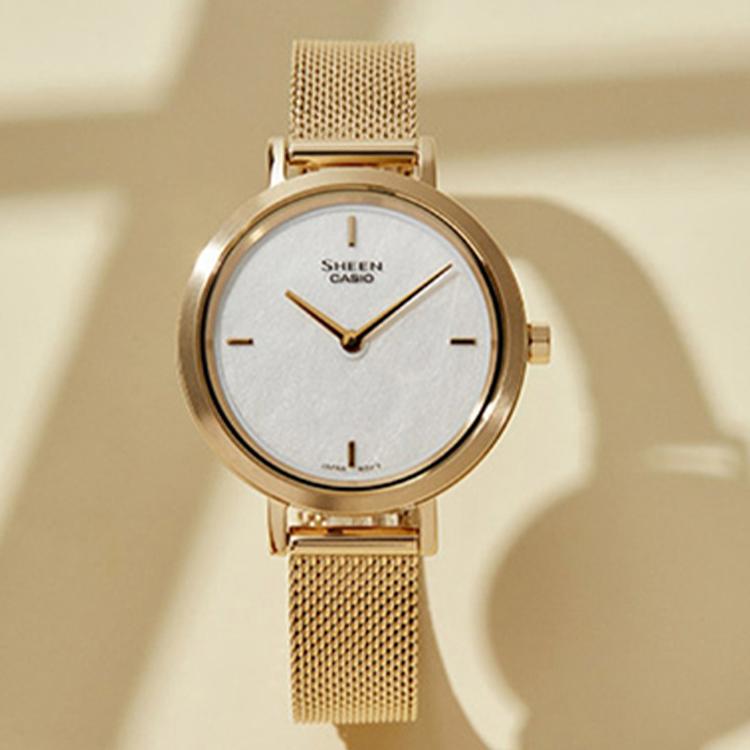 Casio Women's SHEEN White Watch SHE-C150GM-7AUPFP-person