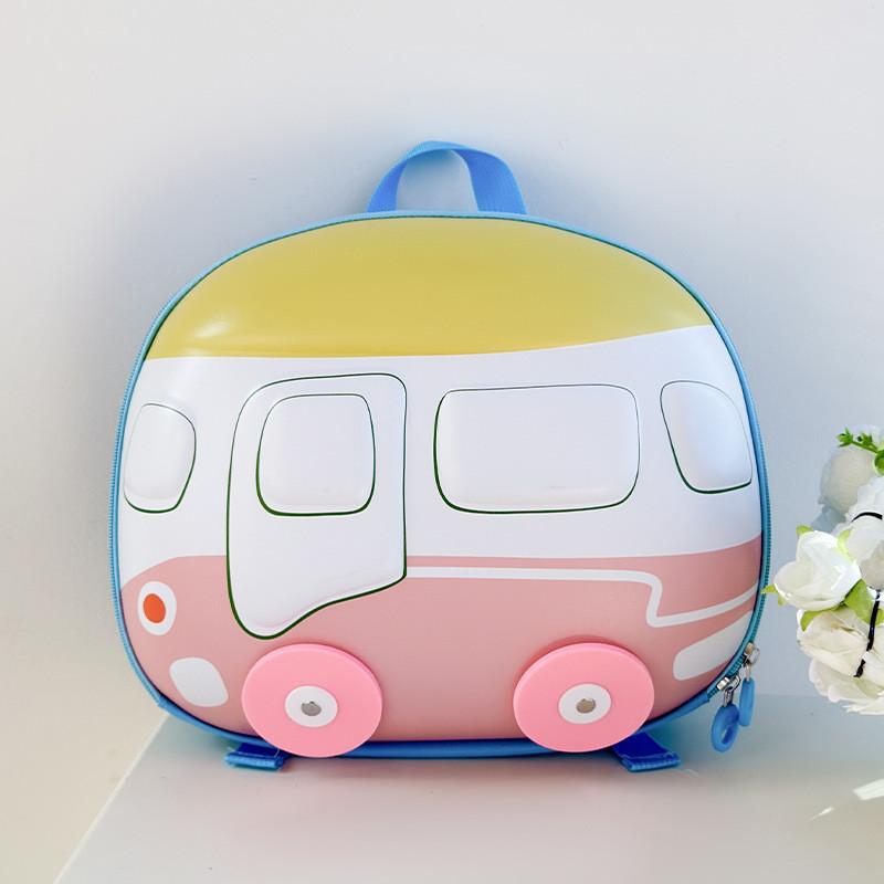 Kids Whimsical Shell Backpack In Bright Colors With Car Motif Ideal For School And Fun Everyday