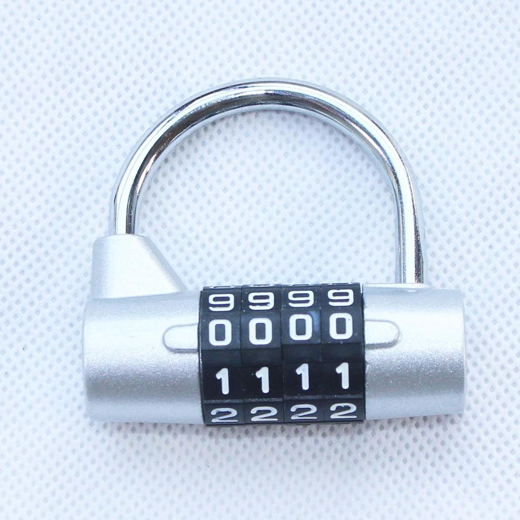 U-Shaped Zinc Alloy 4-Digit Combination Padlock for Luggage, Gym, Office