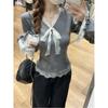 Sweet and spicy neck lace knitted bottoming shirt women's spring slim-fit inner top temperament versatile sweater