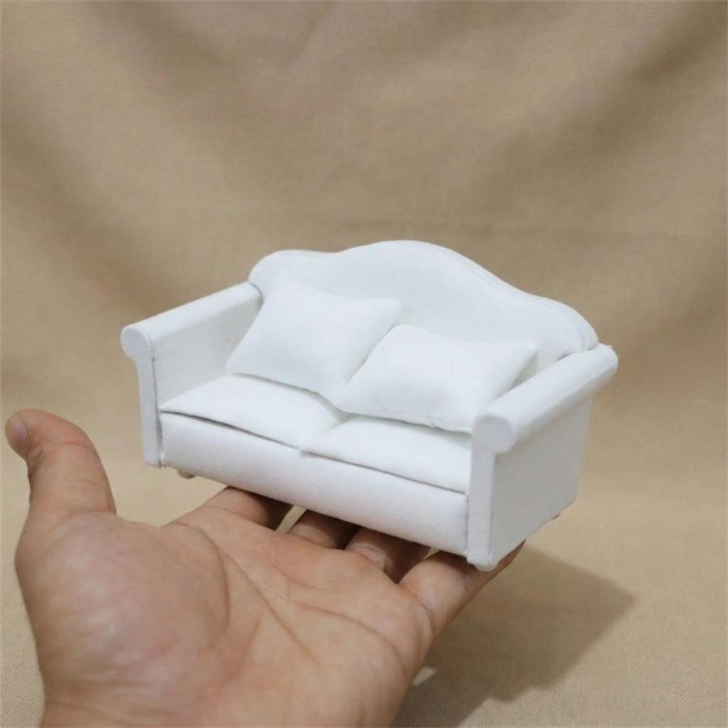 Cattreasure (1 Set= 3 Pcs ) Dollhouse Accessories Miniature Mini Cloth Sofa Set with Pillow Cushion Furniture