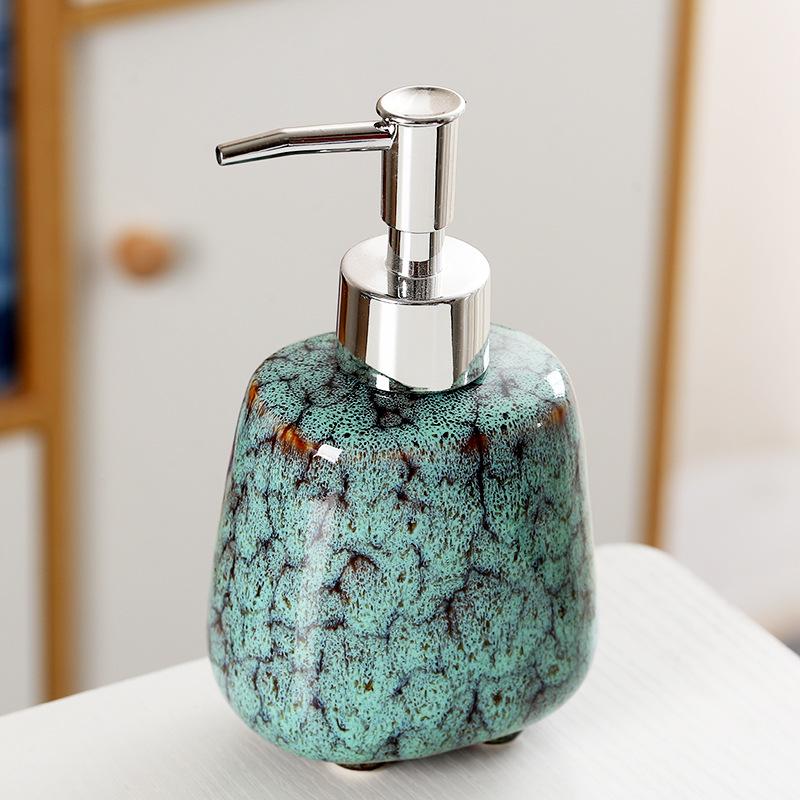 300ml soap dispenser hand washing liquid bottle Ceramic kiln change shampoo shower gel Stainless steel pump head lotion bottle