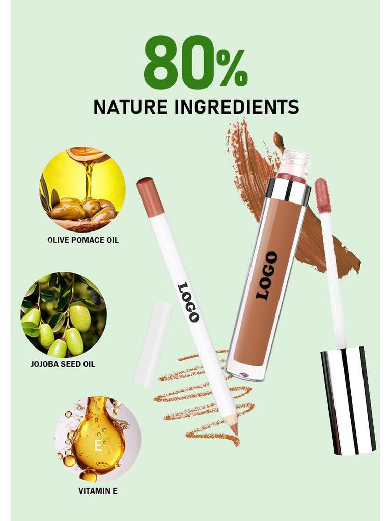 Waterproof Matte Lip Liner & Gloss Set: Long-Lasting, Non-Fading, Non-Stick