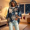 Women's 3/4 Sleeve Christmas Print Hooded Pullover Top Casual Holiday Outfit