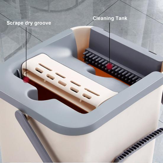 Lazy Hand-free plochý mop s nezávislým umístěním Mop šetřící místo Odstraňování prachu Mop otočný o 360 stupňů