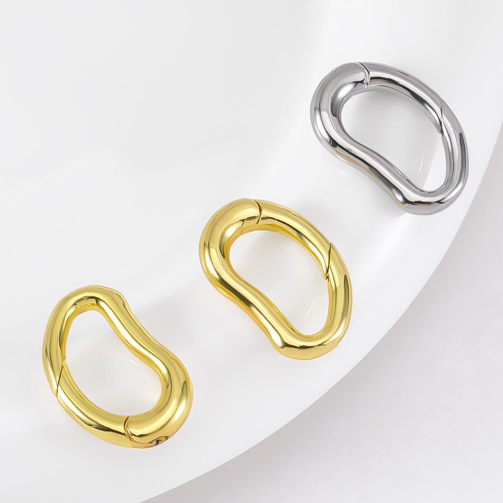 18K Vergoldeter D-Ring Erbsenförmiger Federverschluss zum Armbandherstellen Messing Schnallenverschluss Karabinerverschlüsse für Schmuckherstellung Zubehör