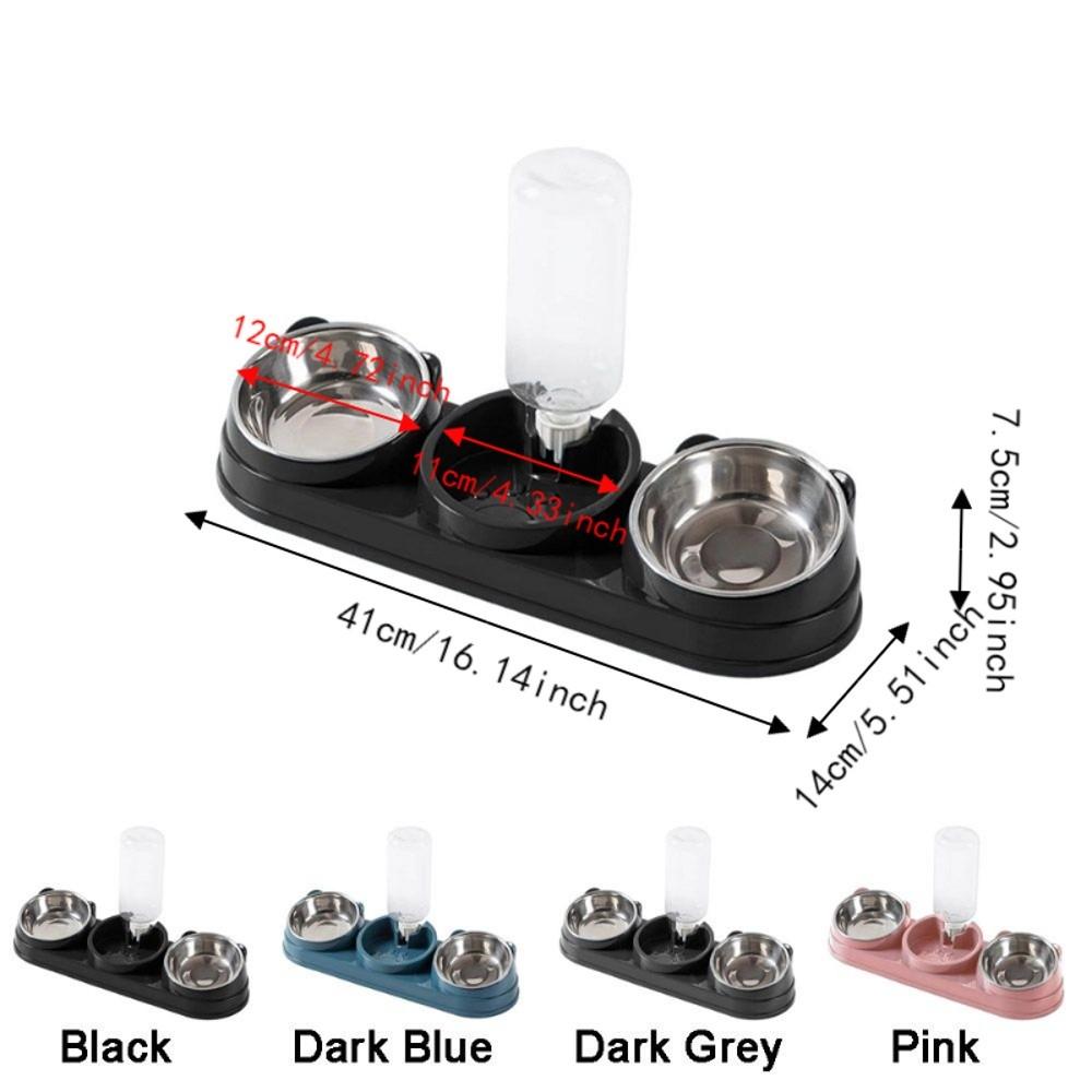 15 Degrees Raised Cat Automatic Water Dispenser Double Bowl Pet Food Container  Rabbits