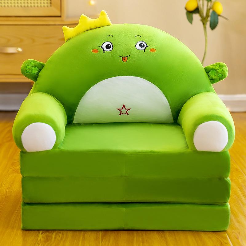 Multi-Function Folding Toddler Sofa: Cartoon Design, Washable Cushion, Perfect for Boys & Girls' Reading and Play.