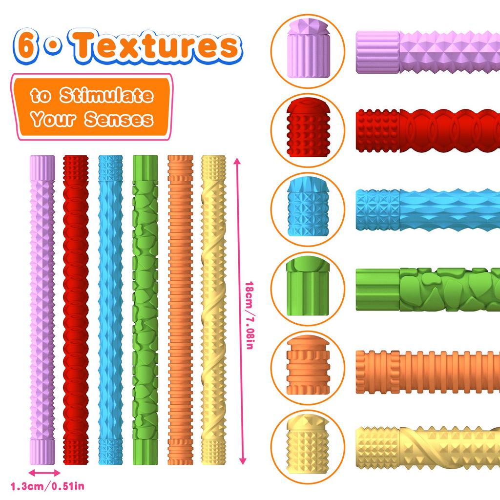 Textured Sensory Twisty Stick Bracelet - Stress Relief Fidget Toy for Kids & Adults, Perfect for Parties