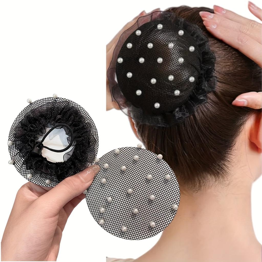 1PC Invisible Bun, Elastic Nylon, Pearl Hairnet, Reusable, Disc Hair