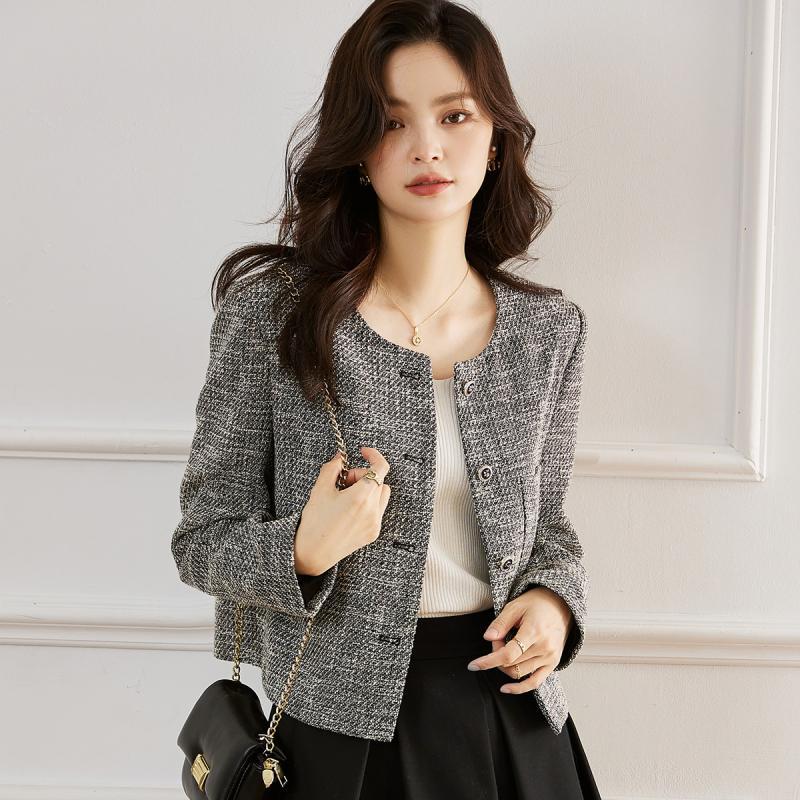 Elegant Autumn Little Fragrant Wind Coat Women Simple Retro High Quality Youthful Short Blouse Fashionable