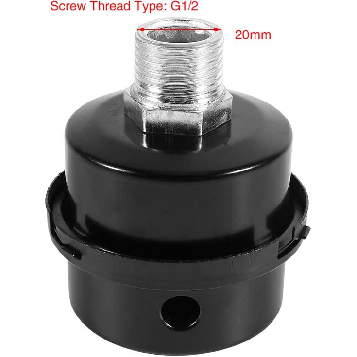 Air Compressor Filter, Metal Air Compressor Intake Filter Sound Muffler 20mm Thread (1/2"PT 20mm)