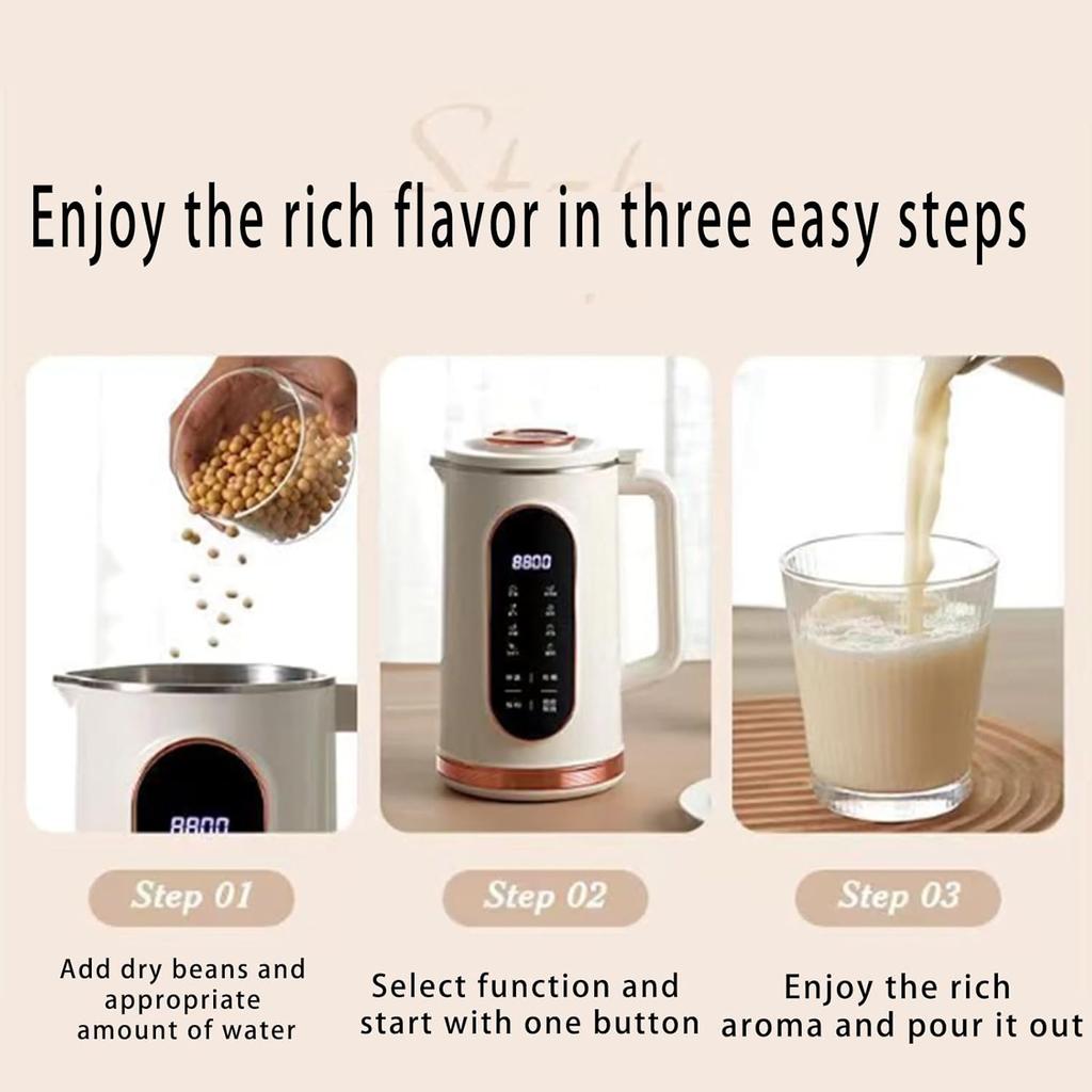 1500ML Electric Soy Milk Maker Juicer Blender with 10 Leaf Blade Nut Milky Maker Wall Breaking Machine for Breakfast